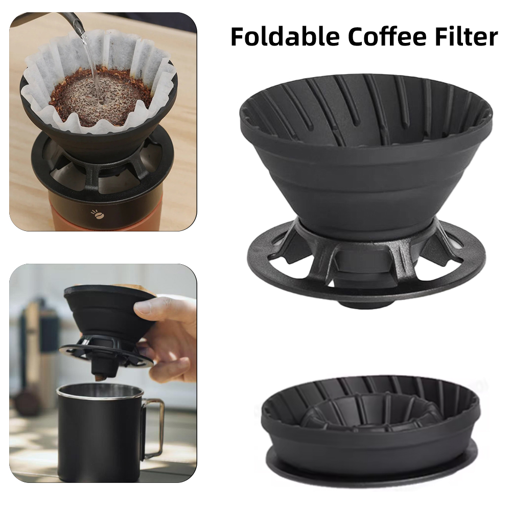 Coffee Equipment V60 - กรวยกรองกาแฟซิลิโคนแบบใช้ซ้ำได้ YRP สำหรับตั้งแคมป์ ถ้วยกรองกาแฟ กระดาษกรอง ดริปเปอร์