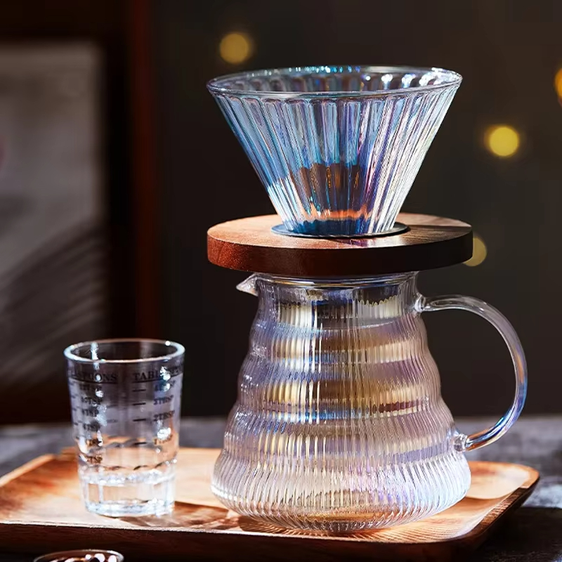 Coffee Equipment Pour Over - ชุดกาแฟดริปหลากสีสัน เครื่องชงกาแฟแบบกรอง แก้วกรวย เครื่องชงกาแฟแบบหยด ถ้วยชงกาแฟพร้อมที่วางไม้